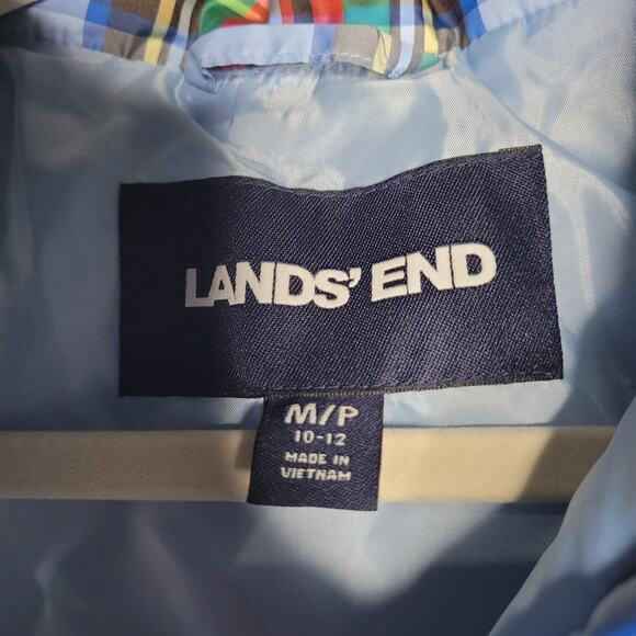 Lands' End Vest Womens Medium Puffer 600 Fill Down Feather Plaid - Picture 3 of 8